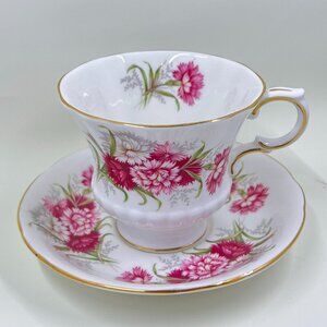 Vintage Paragon Teacup and Saucer, Flower Festival K, Footed Tea Cup Set